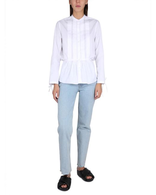 Aspesi White Korean Collar Shirt