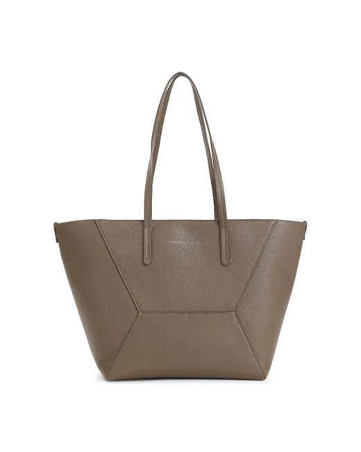 Brunello Cucinelli Brown Mud Grained Leather Duo Medium Bag