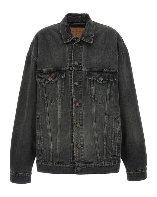 Balenciaga Black Denim Jacket With Used Effect