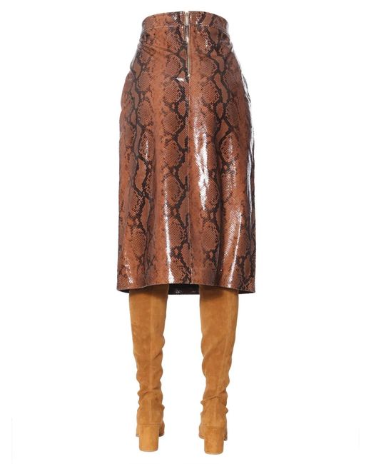 DSquared² Brown Python Print Skirt