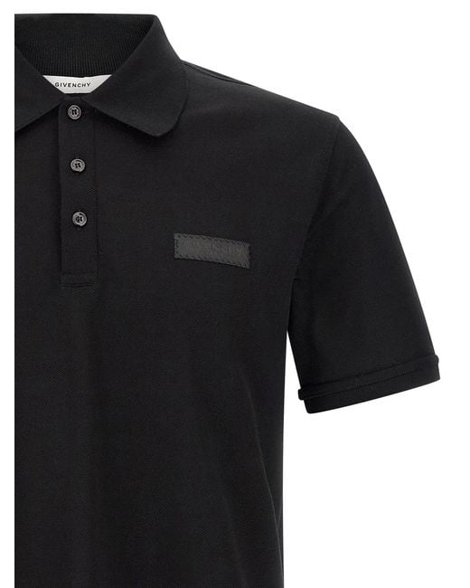 Givenchy Black Logo Patch Polo Shirt for men