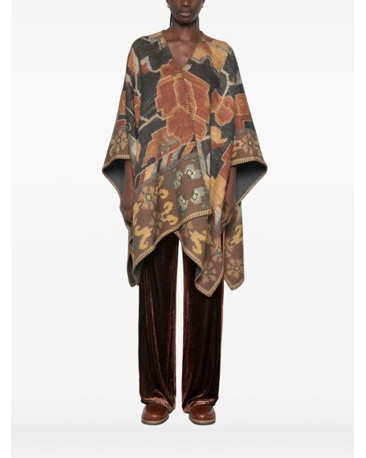 Pierre Louis Mascia Brown Wool Poncho