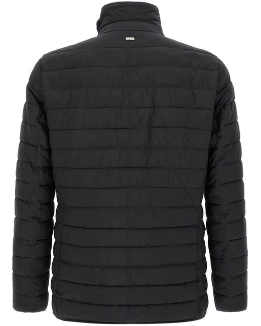 Herno Black Leather Coat Jacket for men