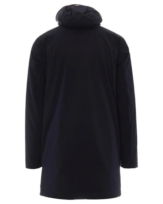 Herno Blue Hooded Zip-Fastening Coat for men