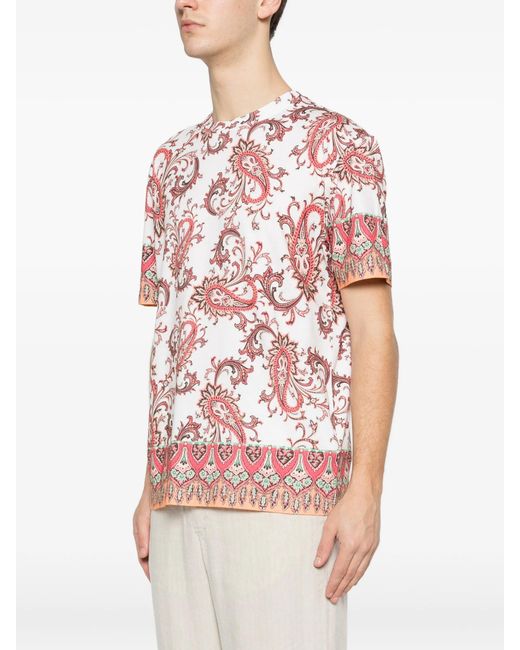 Etro Pink Cotton T-Shirt Roma for men