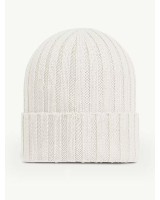 Moncler White Logo Wool Beanie