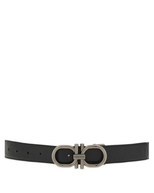 Ferragamo White Dark Leather Belt for men
