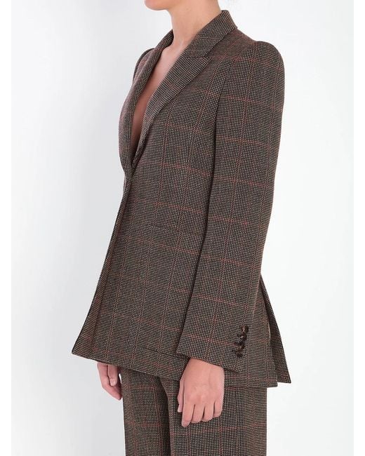 Chloé Brown Checked Wool Tailored Jacket