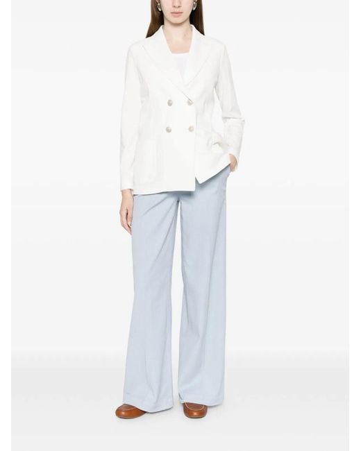 Via Masini 80 White Cotton Wide-Leg Trousers