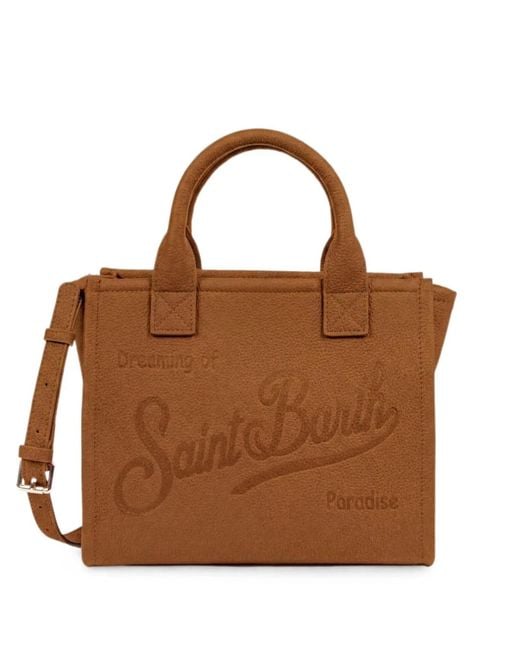 Mc2 Saint Barth Brown Debossed Logo Shoulder Bag
