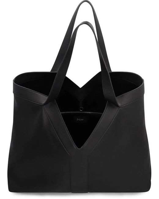 Saint Laurent Black Leather Large Y Shopping Bag for men