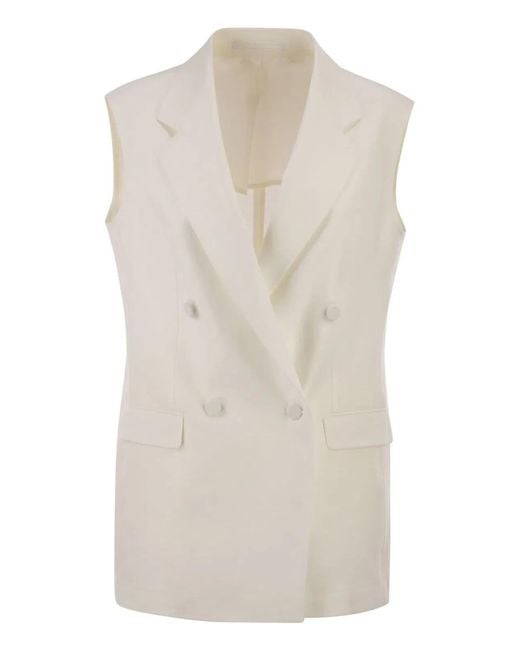 Tagliatore Natural Double-Breasted Linen Waistcoat