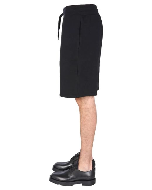 Moschino Couture Black Bermuda With Logo Embroidered for men