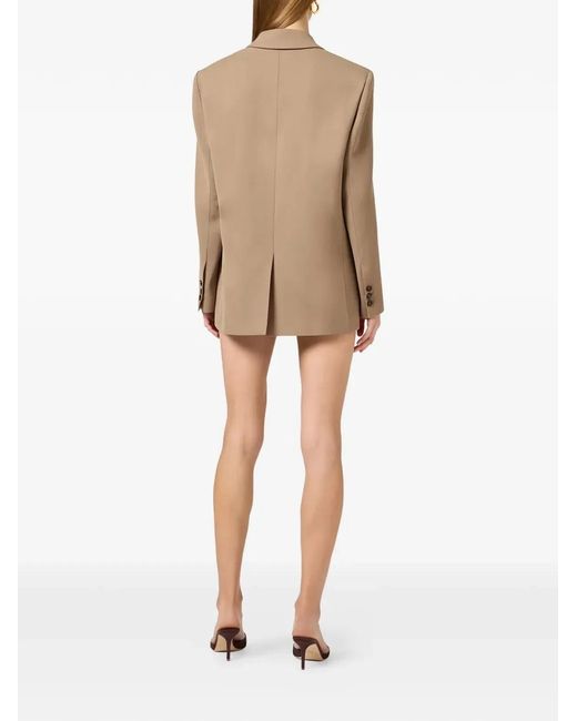 Elisabetta Franchi Natural Single-Breasted Gabardine Blazer With Embroidered Pockets