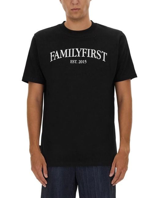 FAMILY FIRST Black T-Shirt With Logo for men