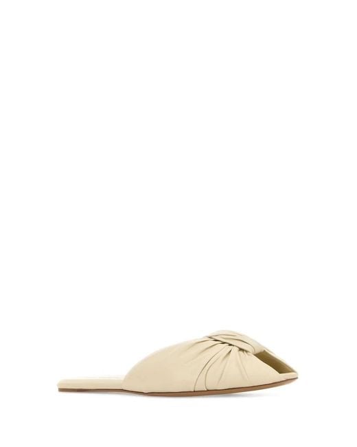 Chloé White Ivory Leather Suzie Slippers