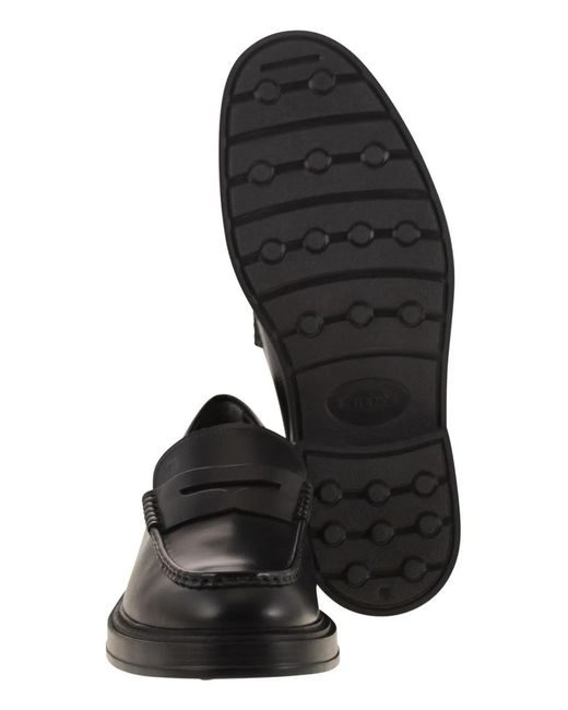 Tod's Black Leather Loafer for men