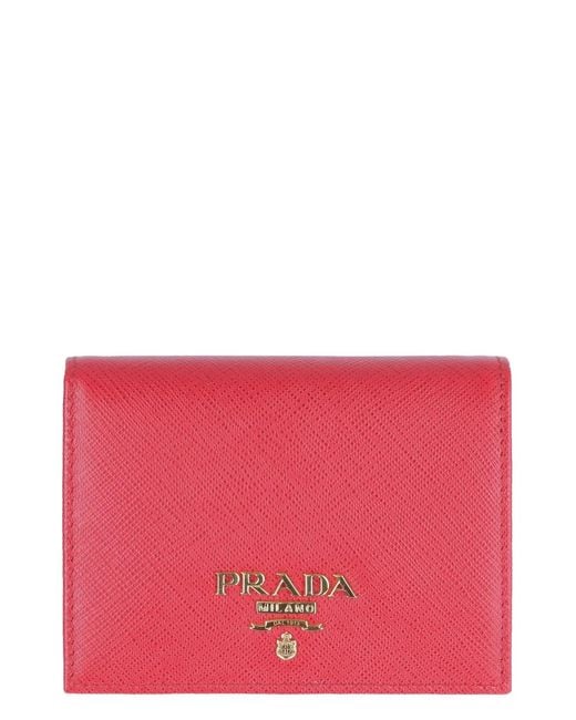 Prada Red Saffiano Leather Wallet