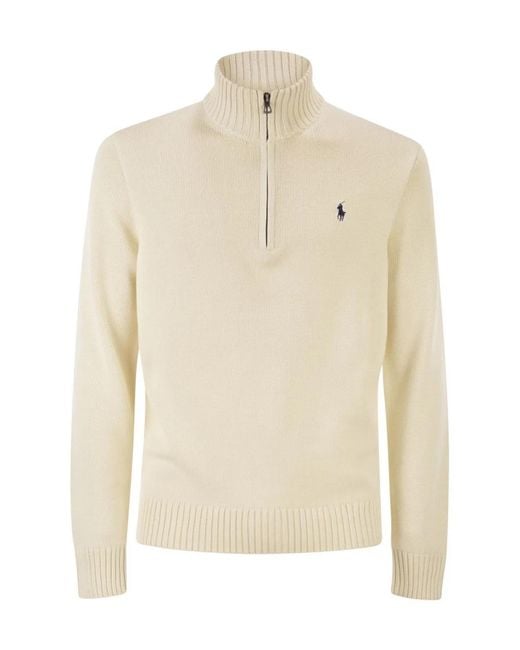 Polo Ralph Lauren Natural Cotton Jumper With Zip Fastening for men