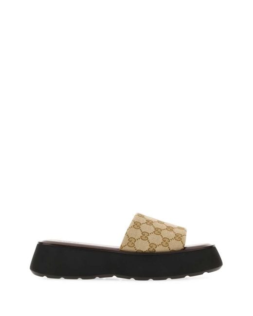 Gucci Natural Flatform Slide Sandals