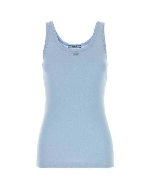 Prada Blue Cotton Tank Top