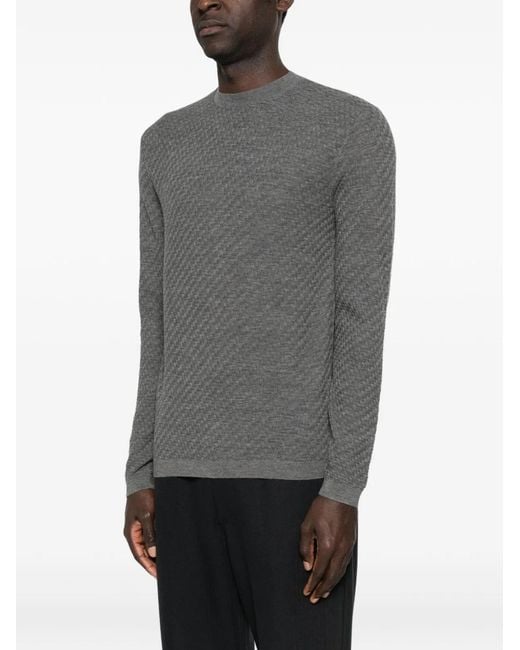 Emporio Armani Gray Wool Crewneck Sweater for men