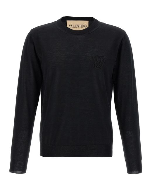 Valentino Garavani Black Logo Embroidery Sweater for men