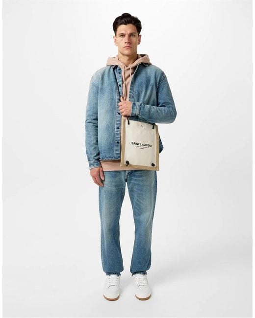 Saint Laurent Natural Universite Logo Flat Crossbody Bag for men