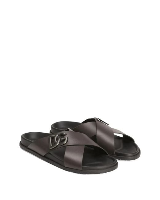 Dolce & Gabbana Black Dolce & Gabbana Leather Sandal for men