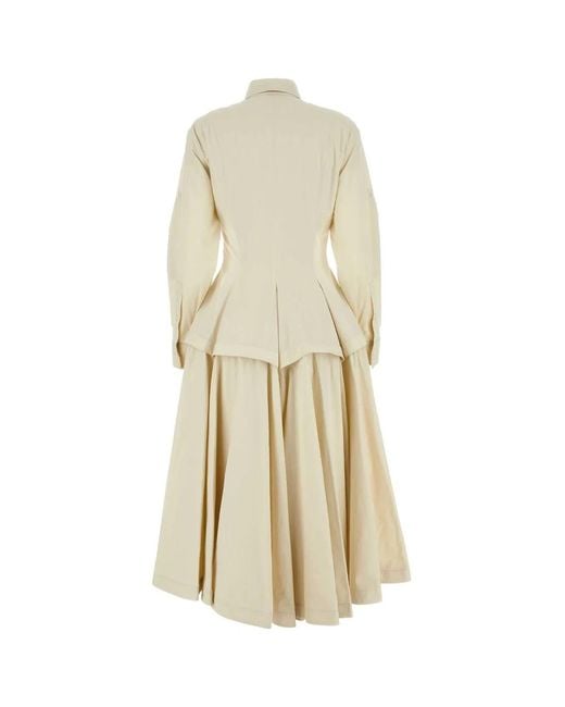 Bottega Veneta White Sand Cotton Blend Shirt Dress