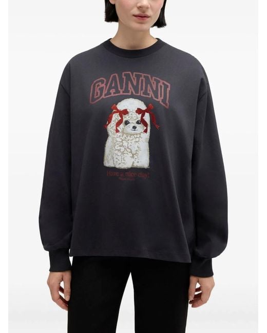 Ganni Blue Puddle Organic Cotton Sweater