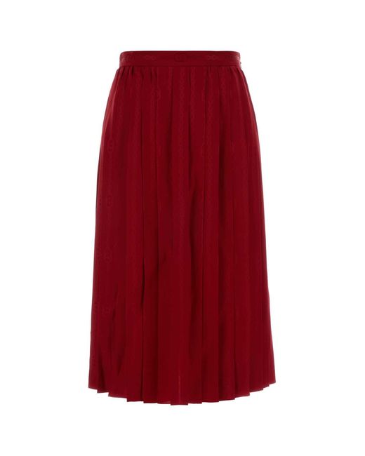 Gucci Red Silk Skirt