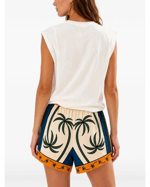 Farm Rio White Tropical Print Shorts