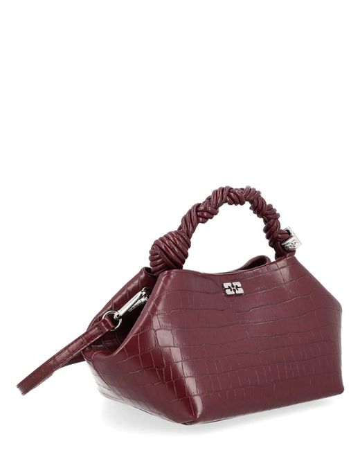 Ganni Purple Bordeaux Recycled Leather Handbag
