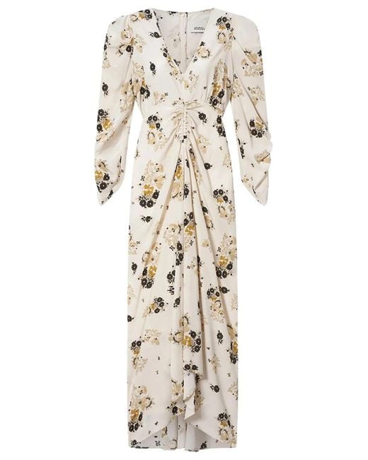 Isabel Marant Natural Albini Printed Silk Midi Dress
