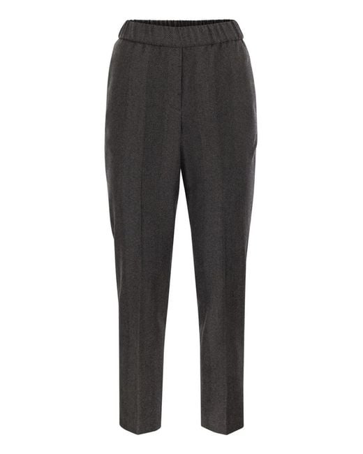 Peserico Gray Stretch Virgin Wool Trousers