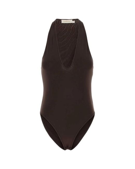 Zimmermann Brown Luna Plunge Bodysuit
