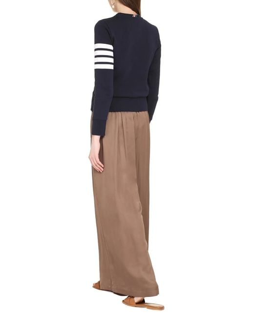 Thom Browne Blue Cotton Crew-Neck Sweatshirt