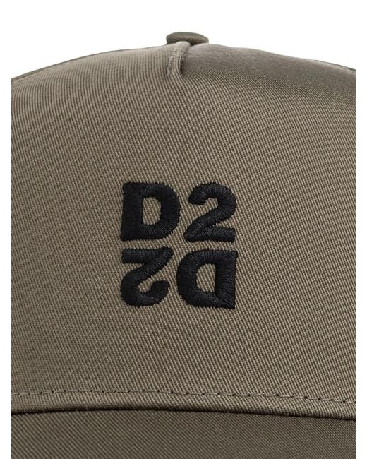 DSquared² Green Cotton Polyester Embroidered Baseball Caps for men