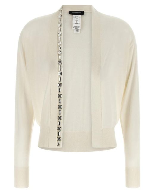 Fabiana Filippi White Crystal Cardigan