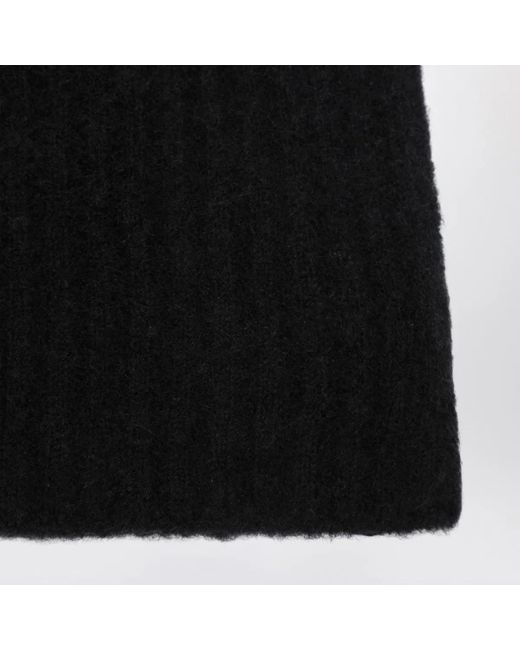 Roberto Collina Black Cashmere Ribbed Beanie