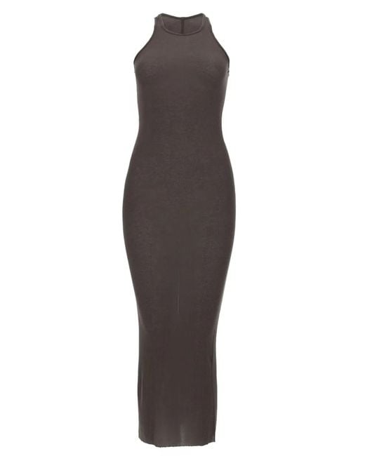Rick Owens Brown Silk Blend Midi Dress