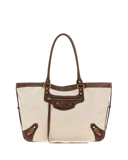 Balenciaga Natural Sand Canvas Le City Shopping Bag
