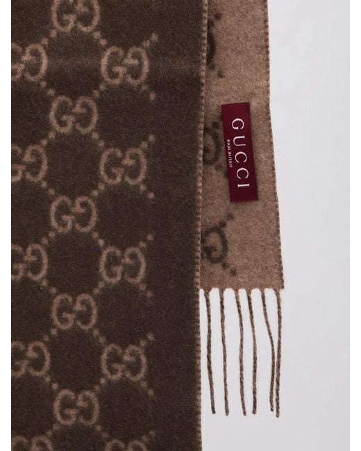Gucci Brown Cashmere Scarf Gg