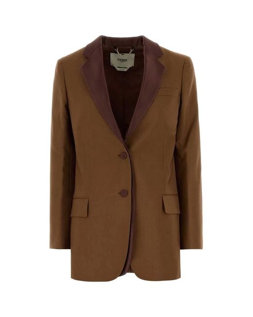 Fendi Brown Caramel Wool Blend Blazer