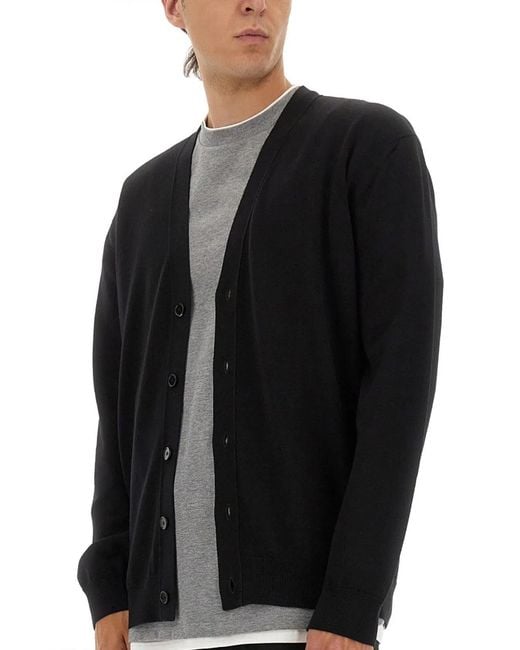Jil Sander Black Merino Wool Cardigan for men