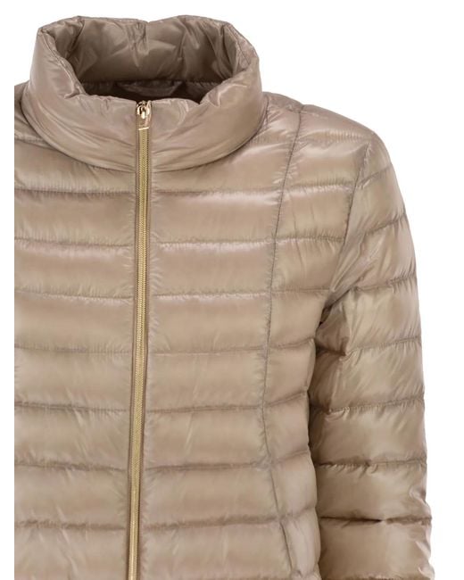 Herno Natural Ultra-Light Satin Down Jacket With Flared Back