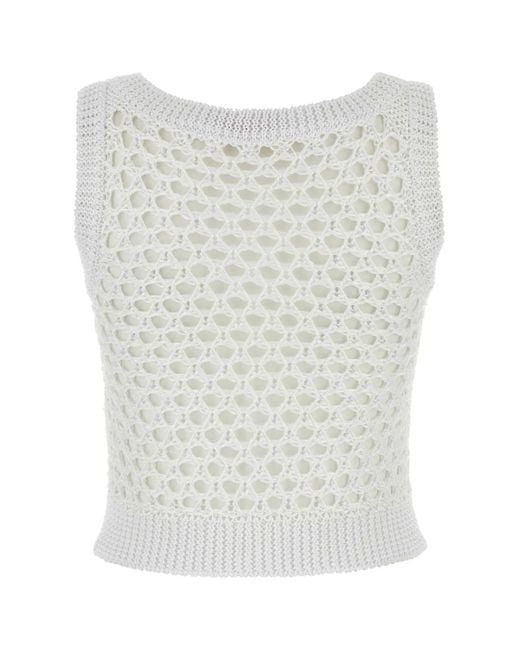 Valentino Garavani White Mesh Escape Crop-Top
