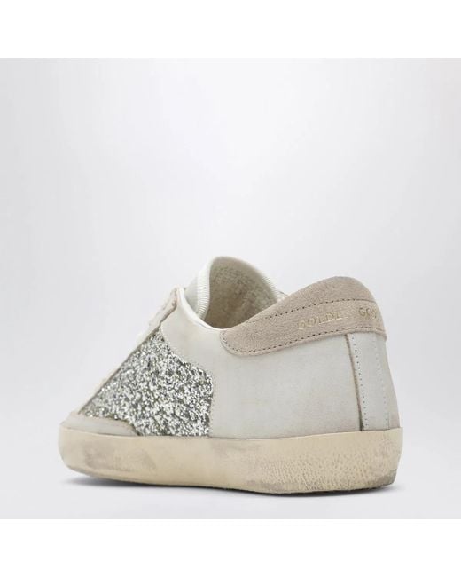 Golden Goose Deluxe Brand White Platinum Glitter Super-Star Sneakers