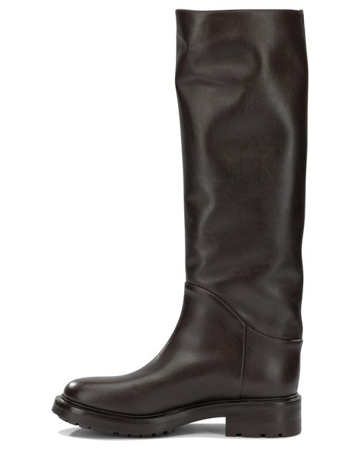 Strategia Black Leather Rubber Boots Ankle